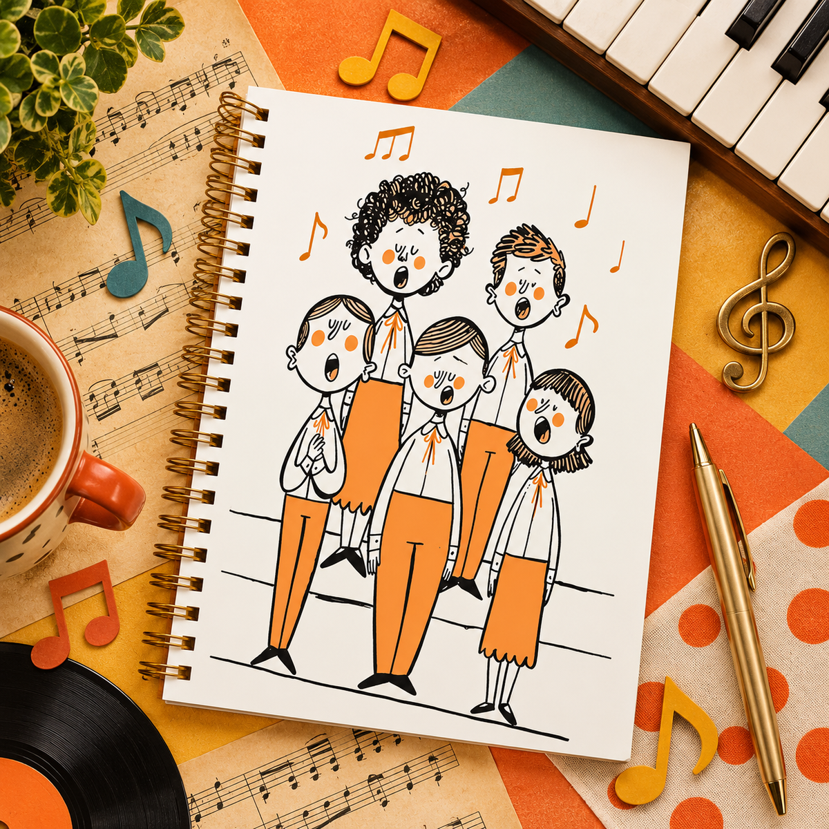 A5 Little Choir of Voices Spiral Notebook (100 Pages)