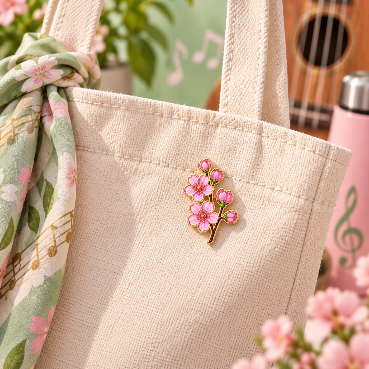 Pink Cherry Blossom Enamel Pin
