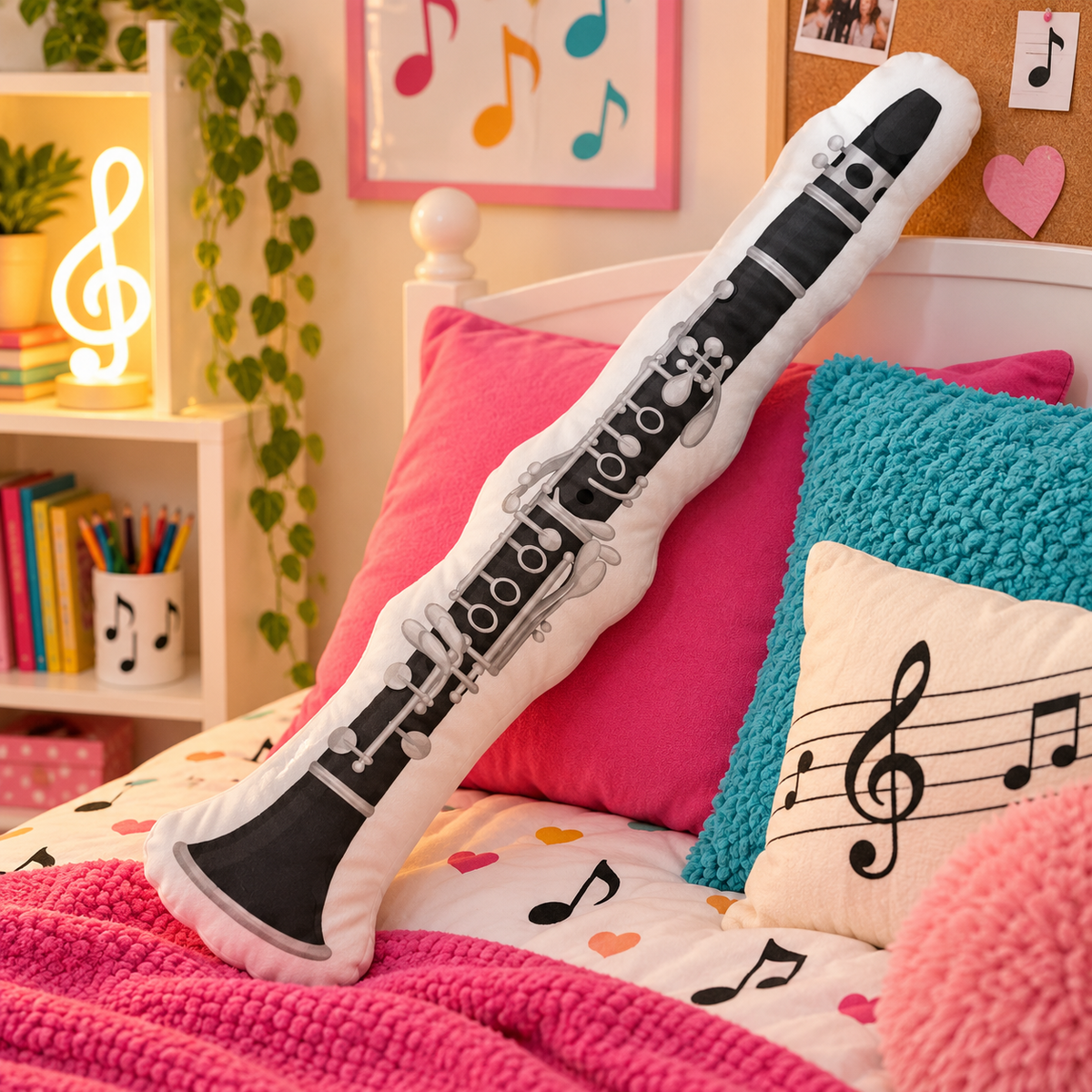 Sundry & Sound Co -3D Classic Clarinet Shaped Cushion 40cm - Preorder/Coming Soon/Limited Stock