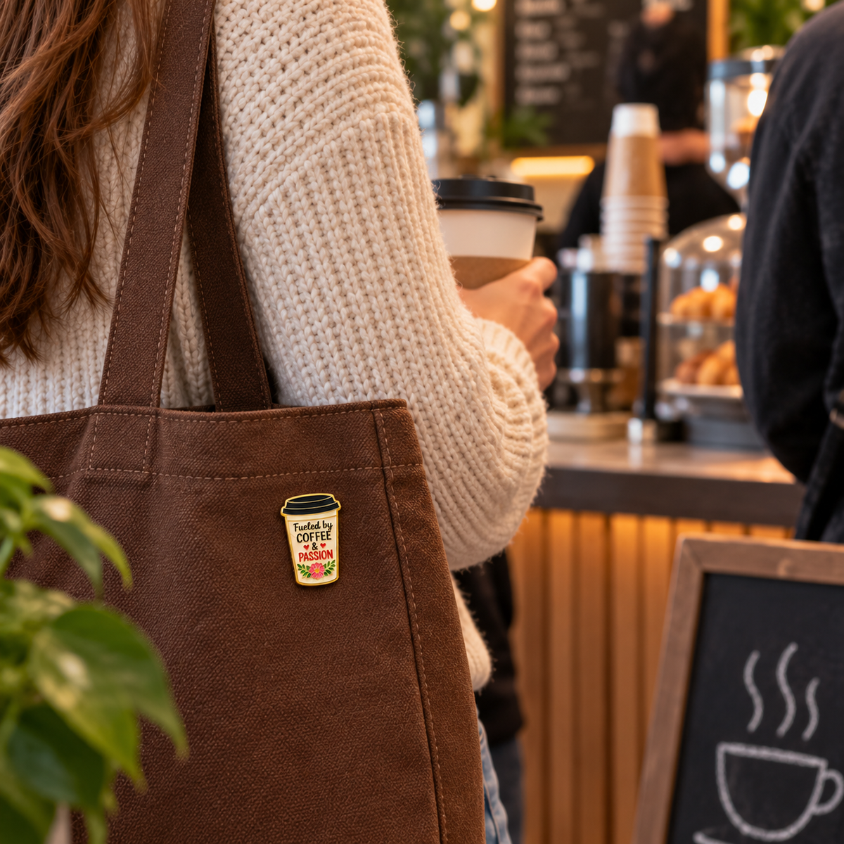 Sundry & Sound Co- Fueled by Coffee and Passion Enamel Pin