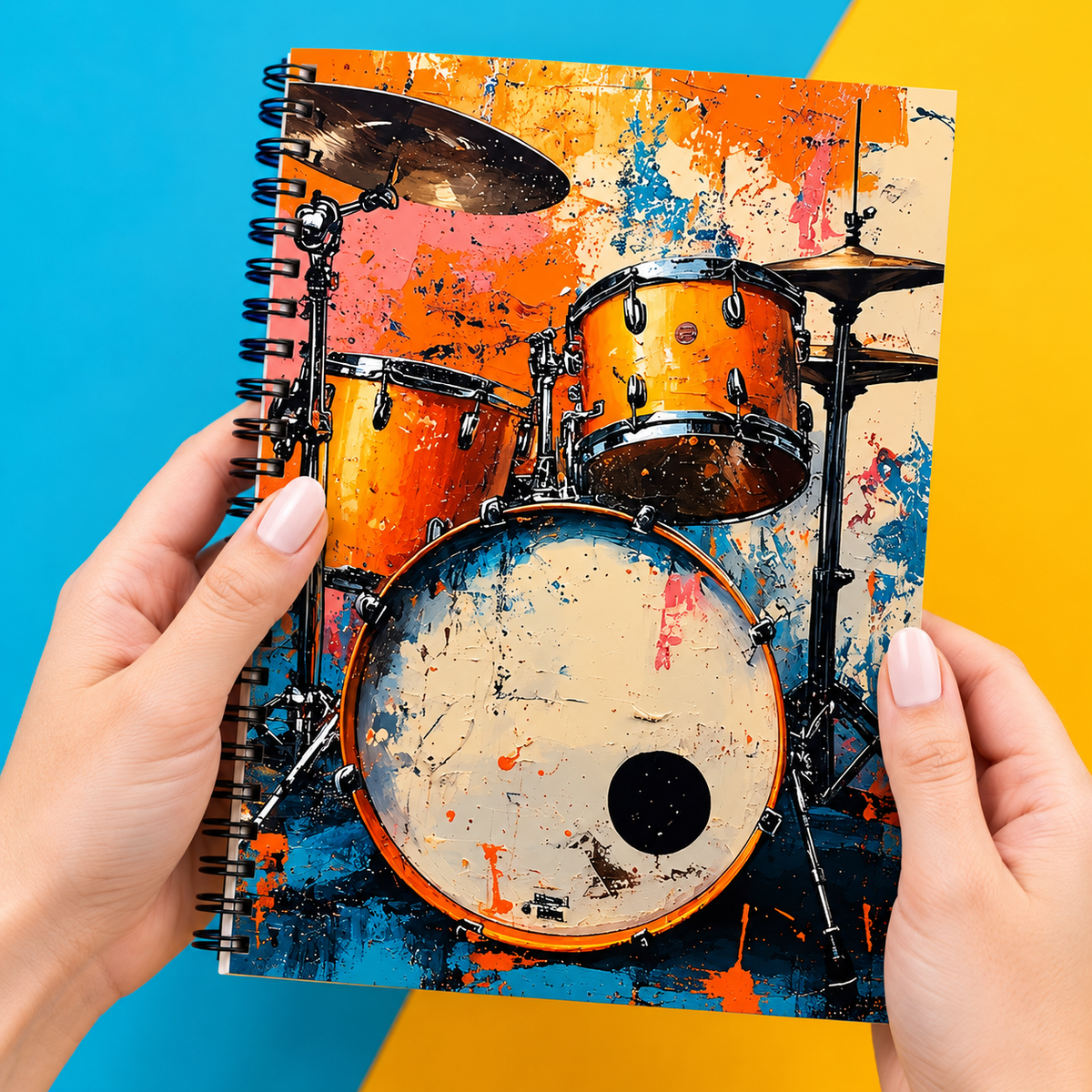 A5 Vintage Drum Kit Art Spiral Notebook (100 Pages)