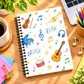 A5 Watercolor Musical Instruments Spiral Notebook (60 Pages)