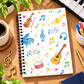 A5 Watercolor Musical Instruments Spiral Notebook (60 Pages)