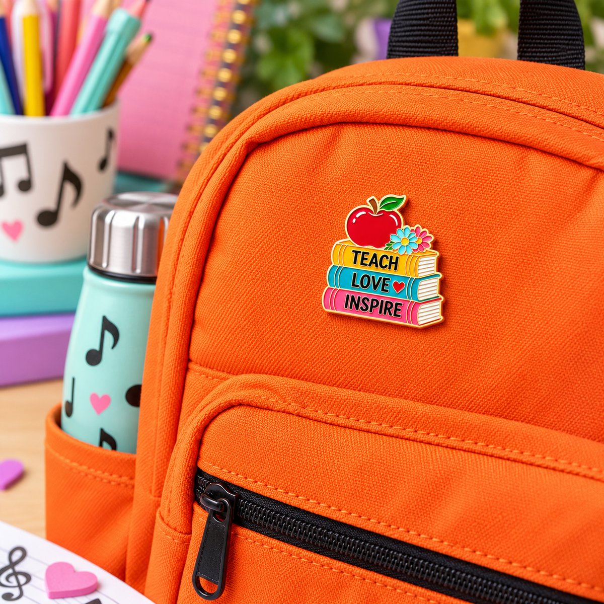 Sundry & Sound Co- Teach Love Inspire Apple and Books Enamel Pin