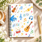 A5 Watercolor Musical Instruments Spiral Notebook (60 Pages)
