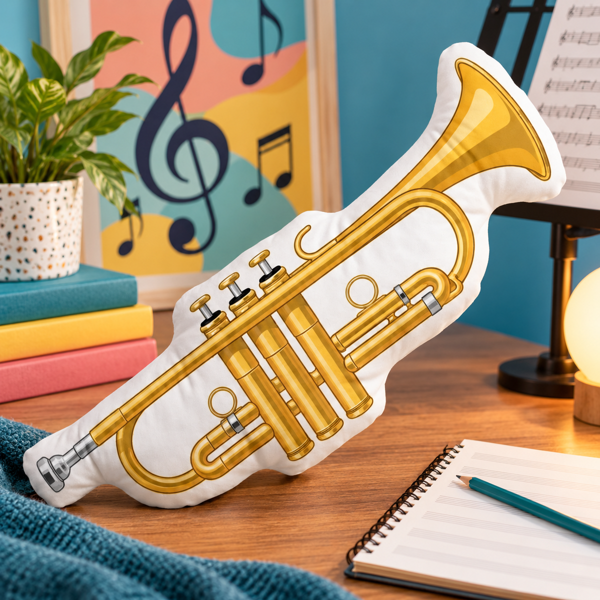 Sundry & Sound Co - 3D Golden Trumpet Shaped Cushion 40cm - Preorder/Coming Soon/Limited Stock