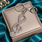 Large Silver and White Rhinestone Treble Clef Keyring with Lobster Clasp