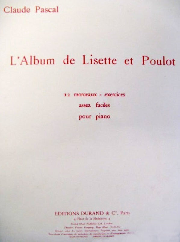 Pascal - Lalbum De Lisette Et Poulot For Piano