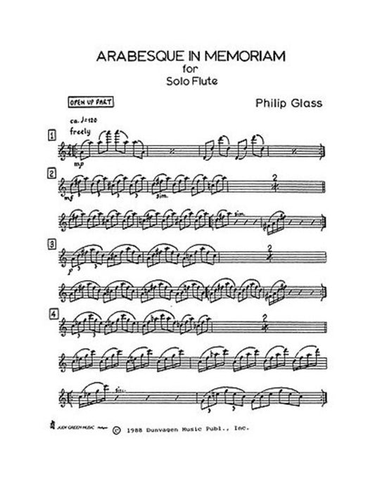 Glass - Arabesque In Memoriam For Solo Flute
