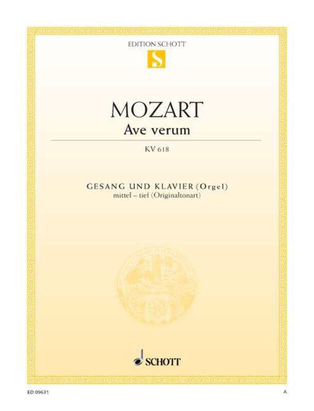 Mozart - Ave Verum K 618 For Medium/Low Voice/Piano