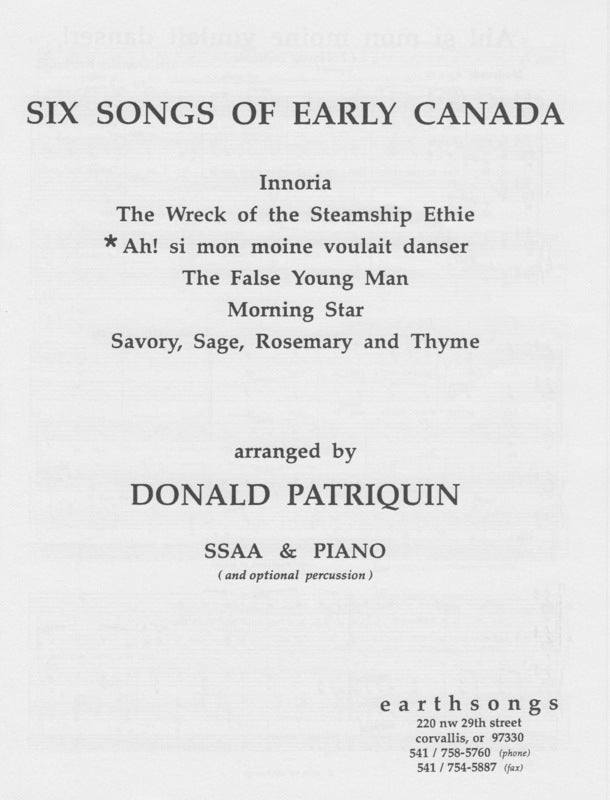 Ah! Si Mon Moine Voulait Danser Ssa/Piano/Opt Percussion