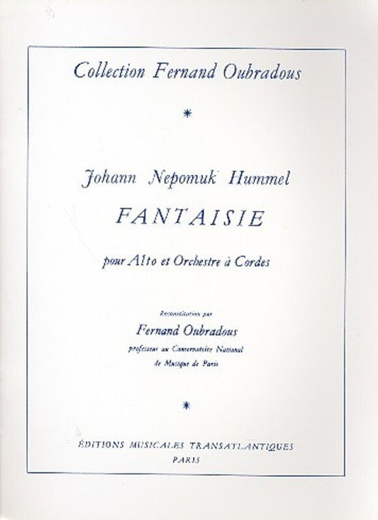 Hummel - Fantasie For Viola/Piano
