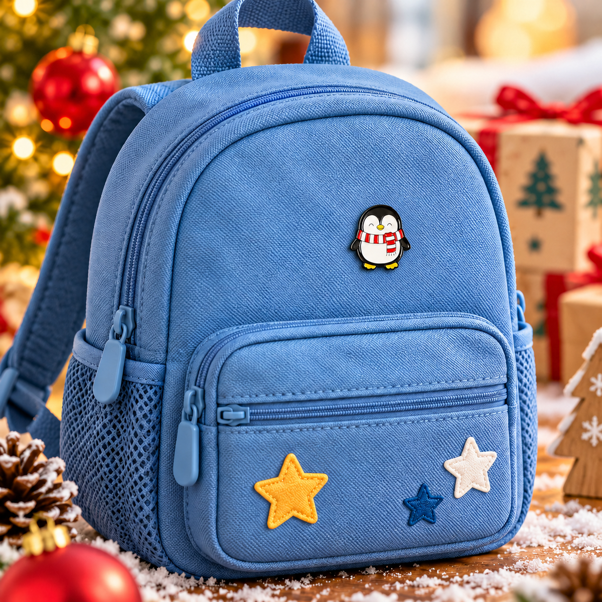 Little Festive Friend Enamel Pin (Christmas Penguin)
