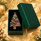 Sundry & Sound Co - Vintage Gold Christmas Tree Rhinestone Brooch with Gift Box
