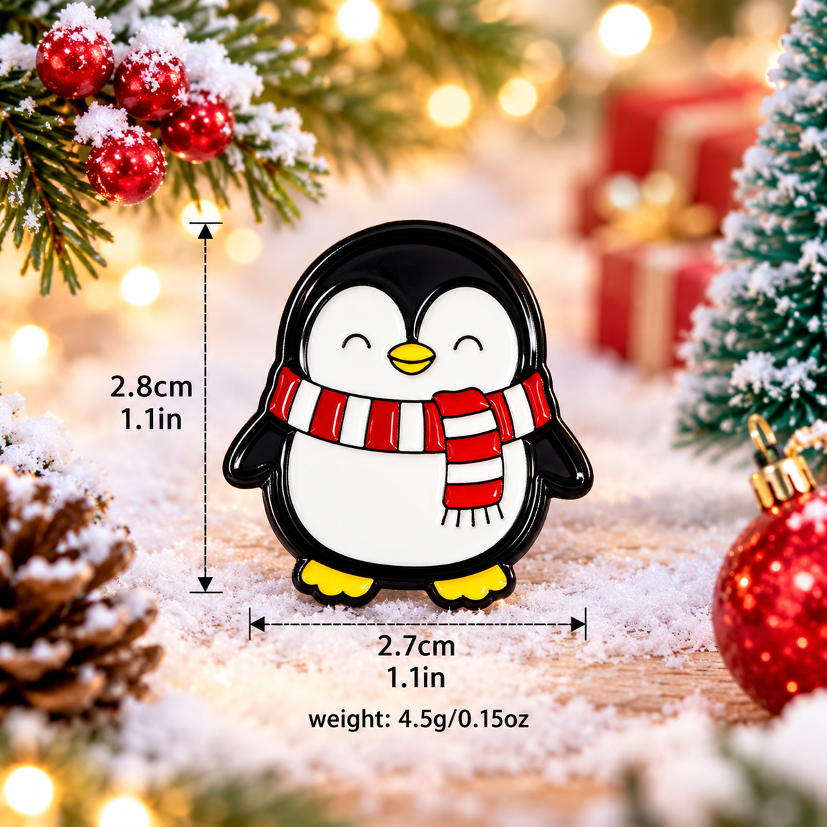 Little Festive Friend Enamel Pin (Christmas Penguin)