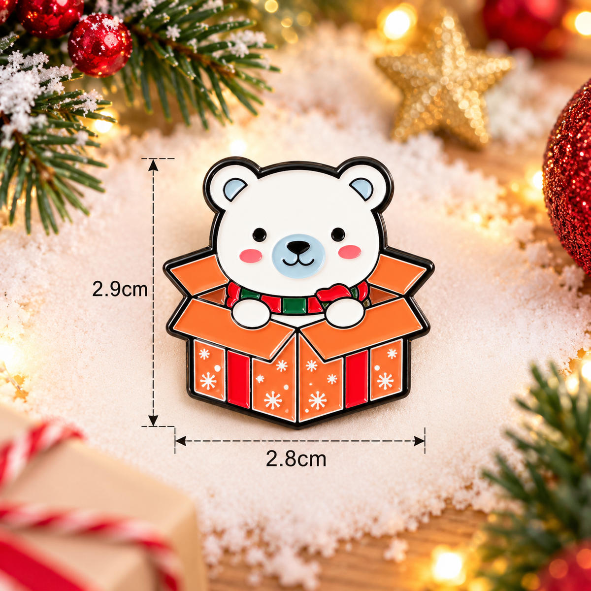 Little Festive Friend Enamel Pin (Christmas Teddy)