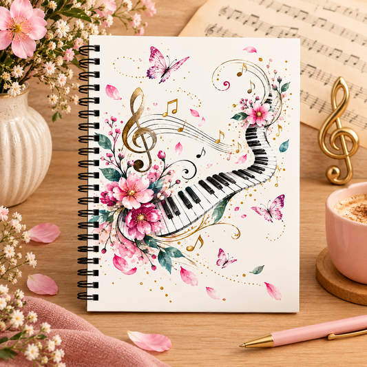 A5 Spring Floral Piano Spiral Notebook (60 pages)