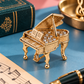 Sundry & Sound Co - Gold Grand Piano Brooch with Rhinestones