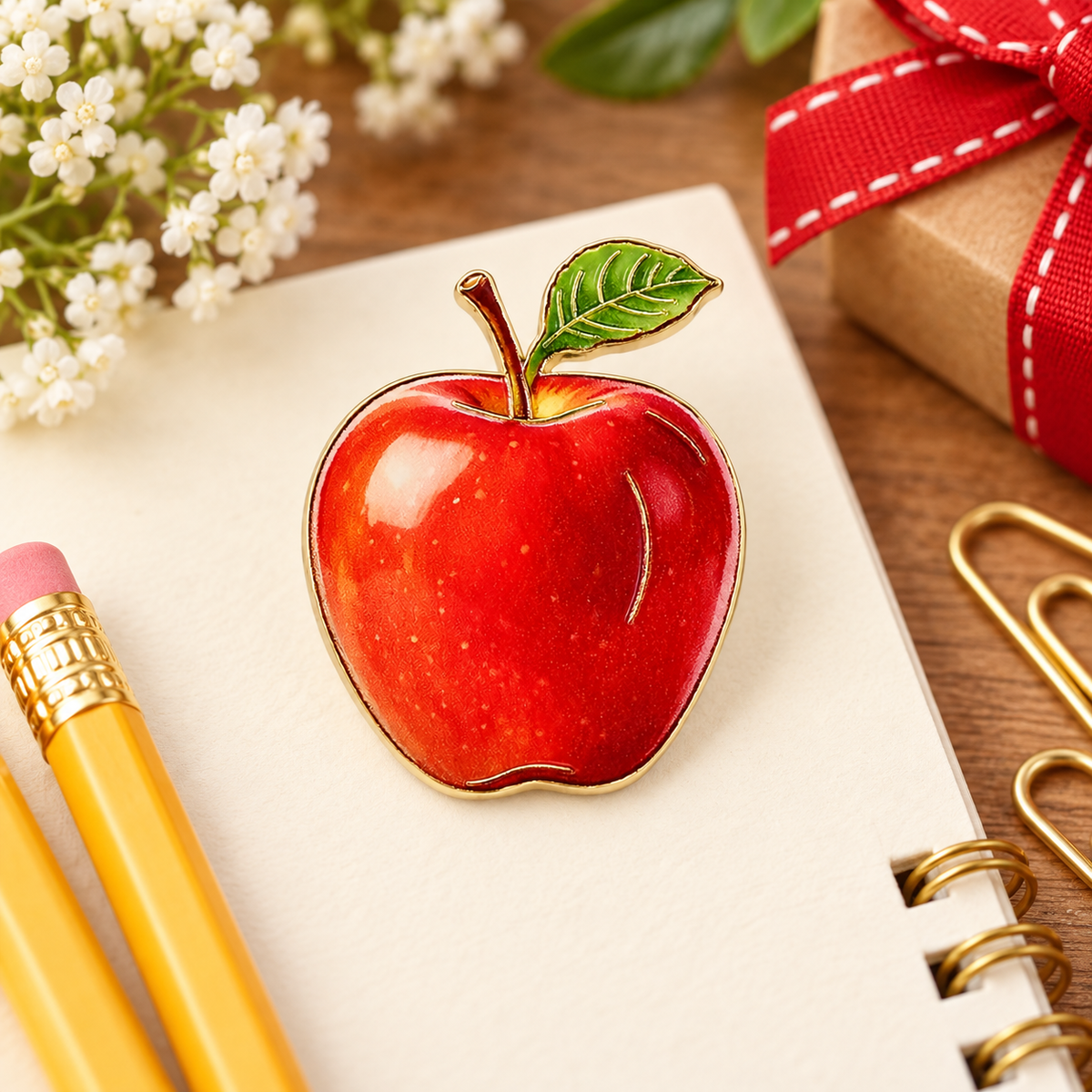 Sundry & Sound Co- Best Teacher Ever Mug & Red Apple Enamel Pin – 2 Piece Gift Set