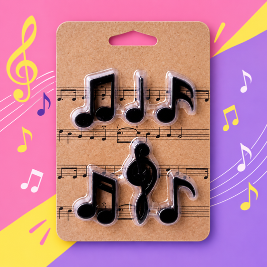 Black Musical Note Fridge Magnet Set (6 Magnets)