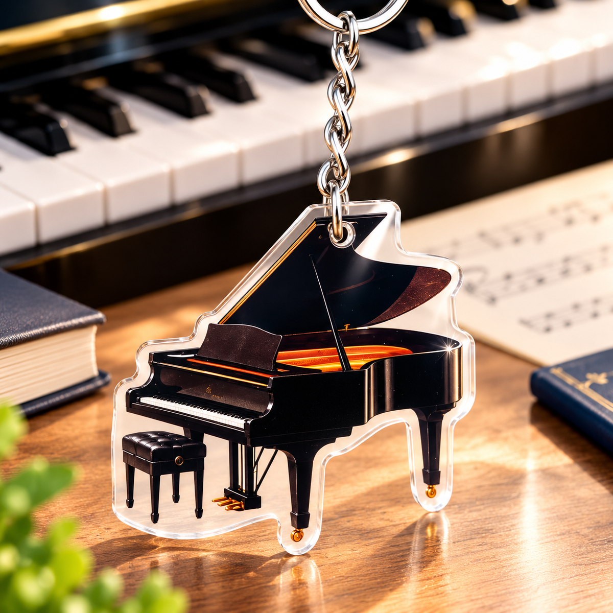 Acrylic Vintage Grand Piano Keyring