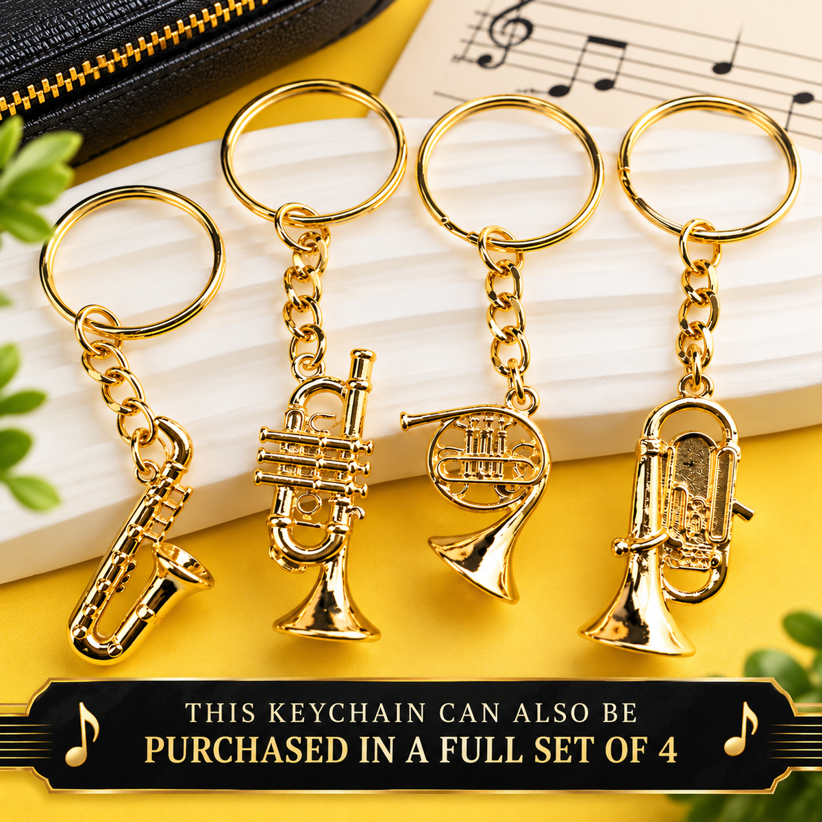 Gold Euphonium/Horn Solid Keyring