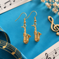 Sundry & Sound Co - Mini Gold Saxophone Dangle Earrings (2cm)