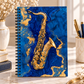 A5 Blue & Gold Marble Saxophone Spiral Notebook (100 Pages)