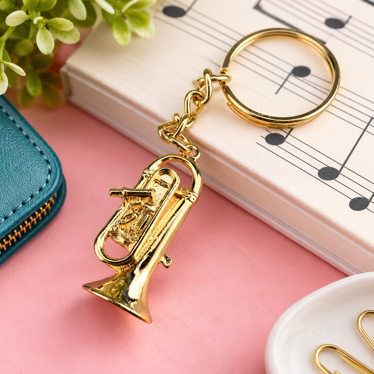 Gold Euphonium/Horn Solid Keyring