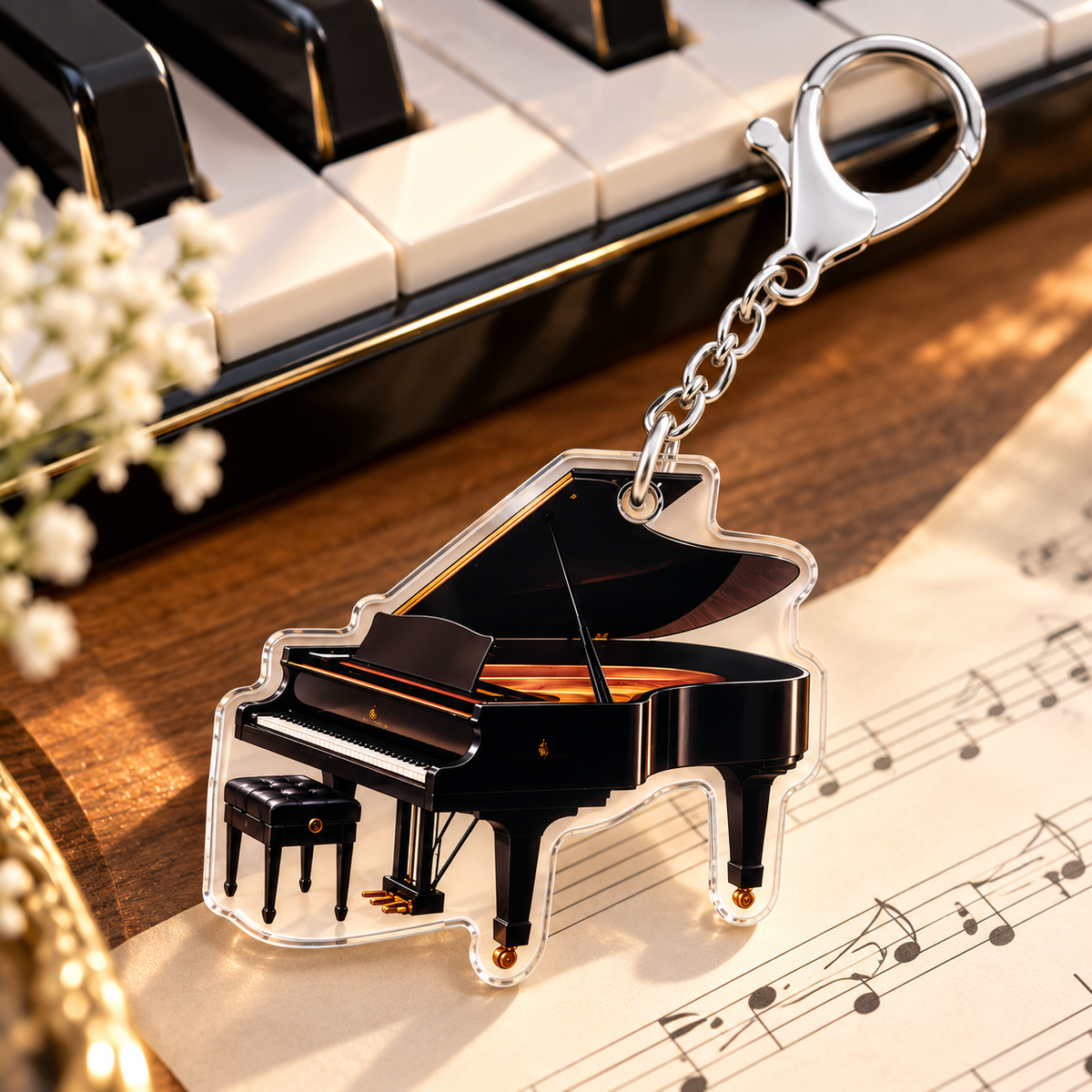 Acrylic Vintage Grand Piano Keyring