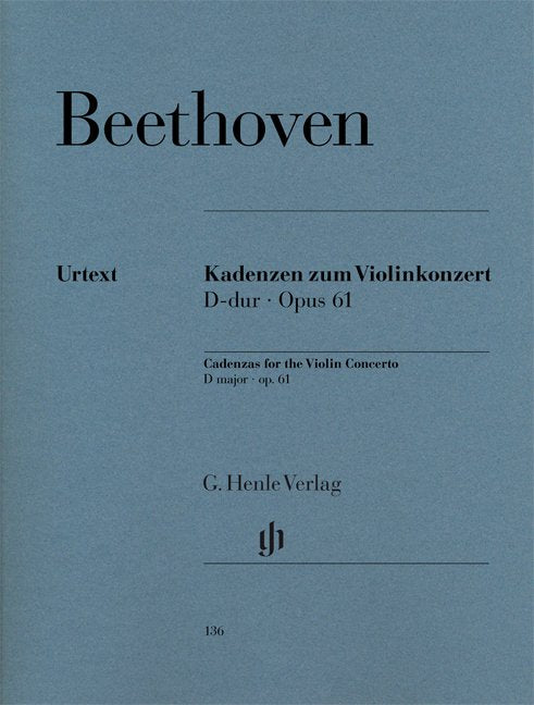 Cadenzas To Concerto Op 61 Violin Solo - G. Henle Verlag