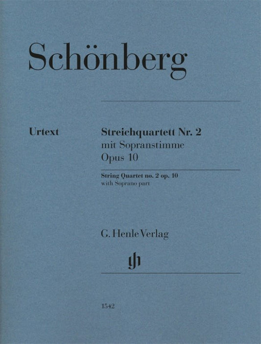 Arnold Schoenberg - String Quartet No. 2 Opus 10 with Soprano Part Book cover - G. Henle Verlag