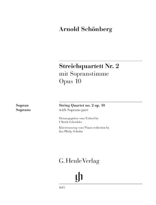 Schoenberg - String Quartet No 2 Op 10 Soprano Part/Piano - G. Henle Verlag