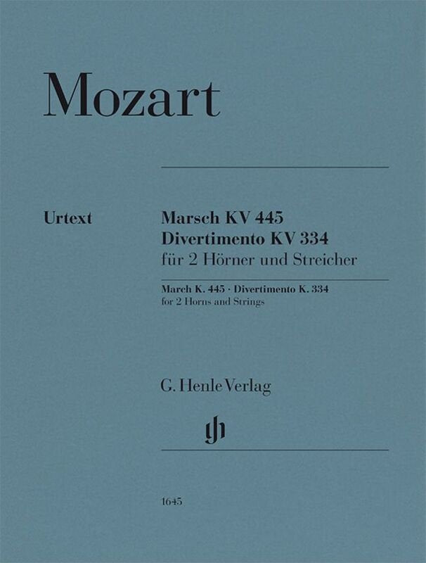 March K 445 Divertimento K 334 2 Horns/Strings Sc/Pts - G. Henle Verlag