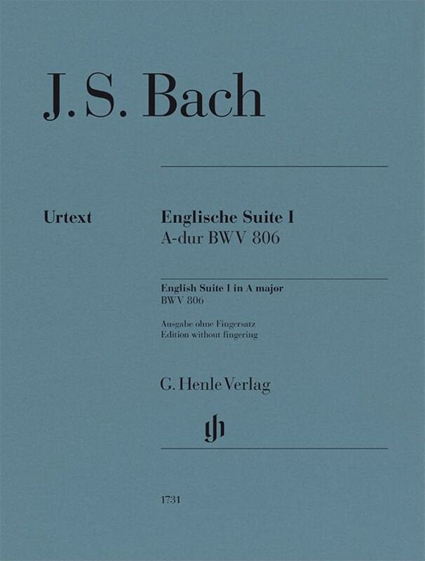 Bach - English Suite No 1 A Major Bwv 806 Piano No Fingering - G. Henle Verlag