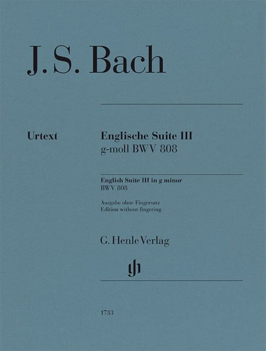 Bach - English Suite No 3 G Minor Bwv 808 Piano No Fingering - G. Henle Verlag