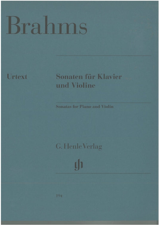 Brahms - Sonatas Violin/Piano Incl Sonatensatz - G. Henle Verlag
