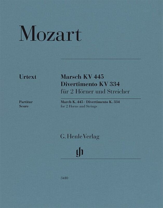 March K 445 Divertimento K 334 2 Horns/Strings Score - G. Henle Verlag