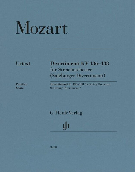 Mozart - Divertimenti K 136-138 For String Orchestra Score - G. Henle Verlag