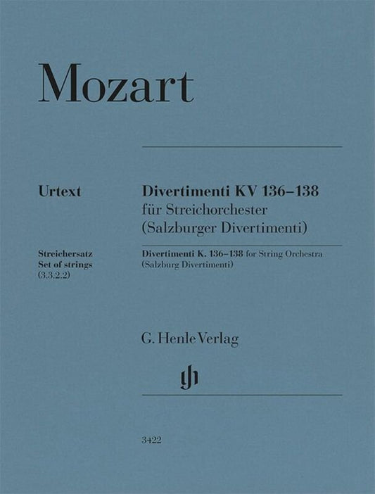 Mozart - Divertimenti K 136-138 For String Orchestra Parts - G. Henle Verlag