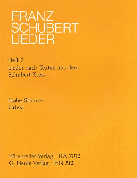Lieder Bk 7 High Lyrics By Schubert Circle - G. Henle Verlag