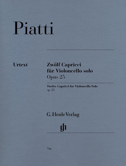 Piatti - 12 Caprices Op 25 For Cello Solo Urtext - G. Henle Verlag