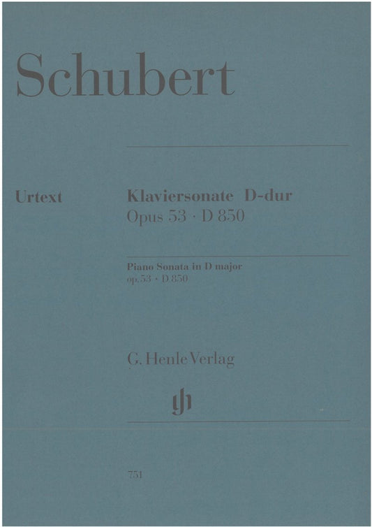 Franz Schubert - Piano Sonata in D Major Opus 53 D. 850 Book cover - G. Henle Verlag