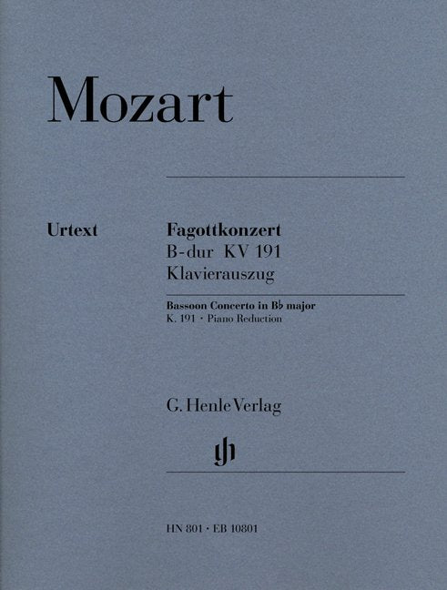 Mozart - Concerto B Flat K 191 Bassoon/Piano - G. Henle Verlag