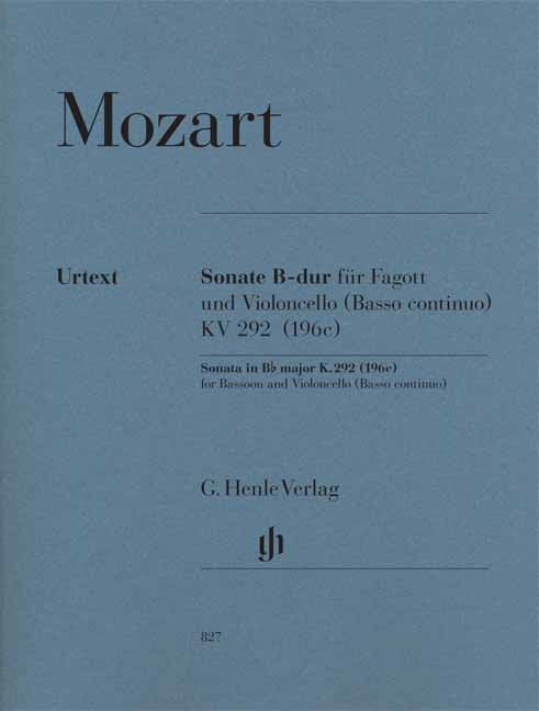 Sonata K 292 B Flat Bsn/Vc (Or Bc) - G. Henle Verlag