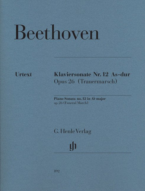 Beethoven - Sonata No 12 Op 26 A Flat Urtext - G. Henle Verlag