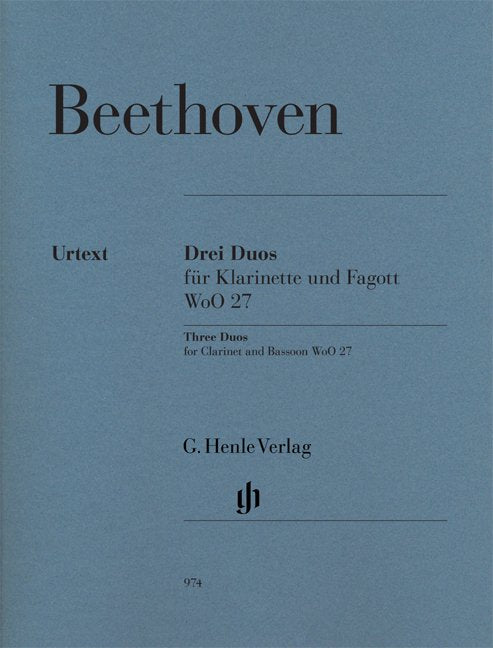 Beethoven - 3 Duos For Clarinet And Bassoon Woo 27 - G. Henle Verlag
