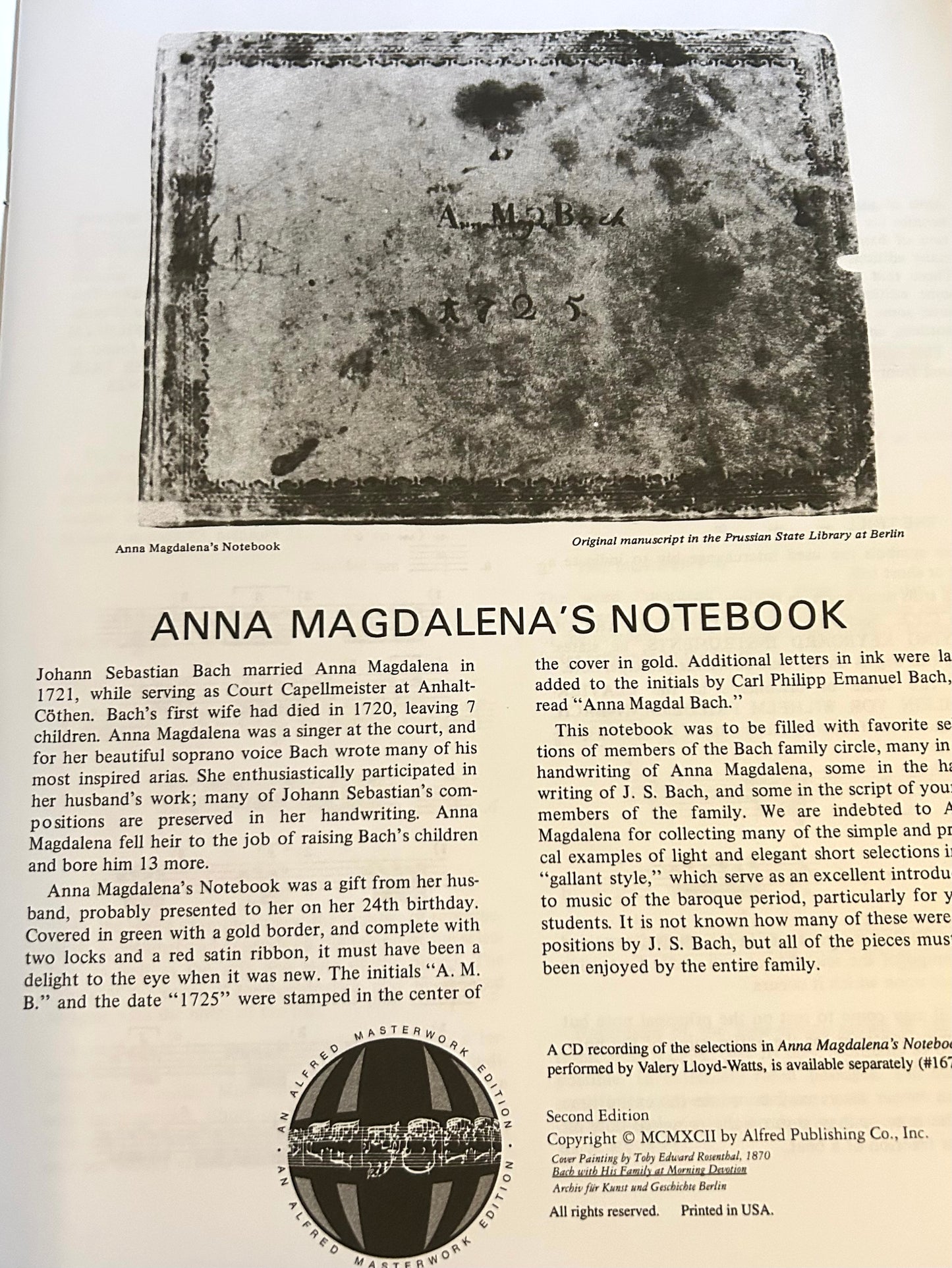 J.S Bach - Selections From Anna Magdalenas Notebook For Piano