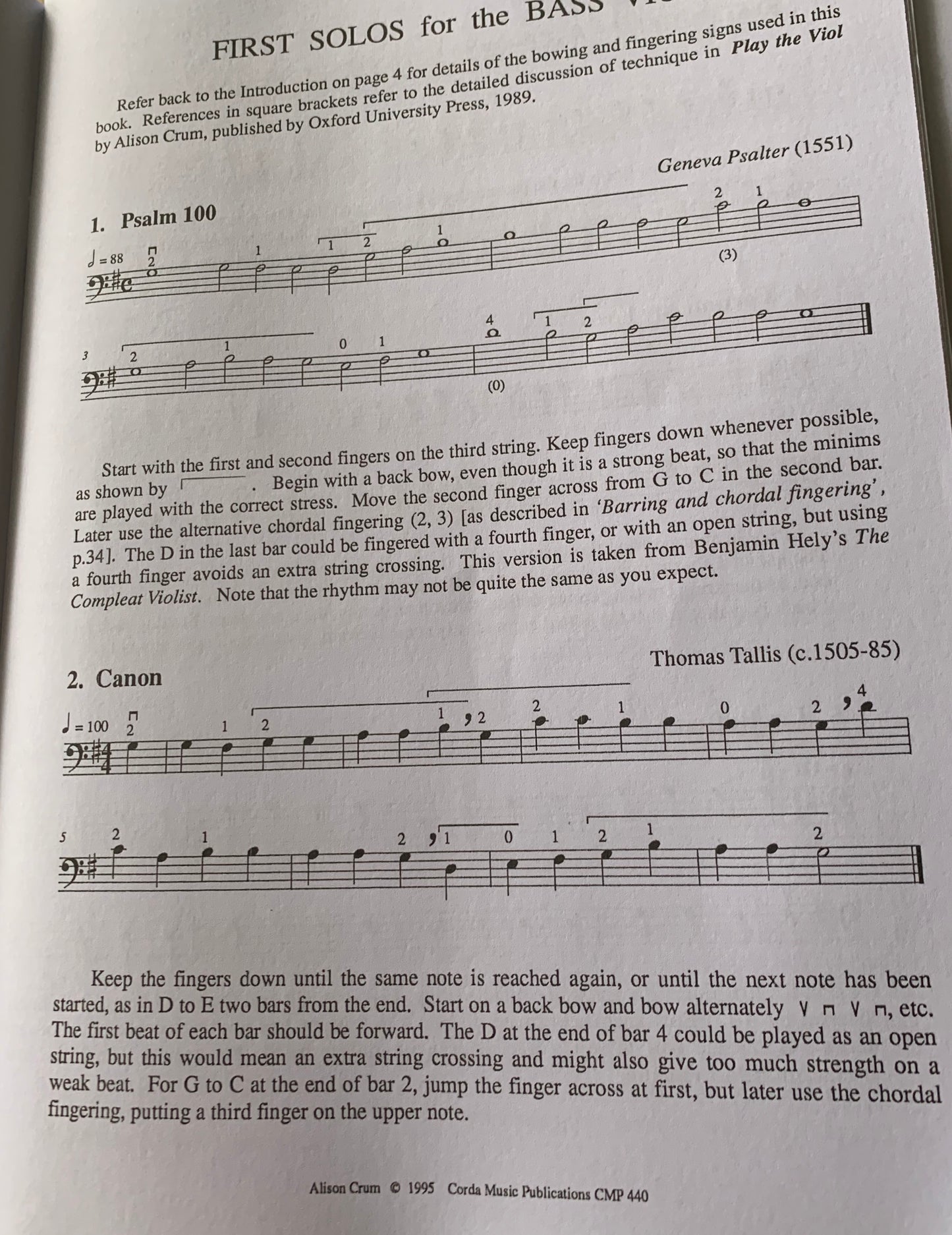 Alison Crum - First Solos for Bass Viol Book