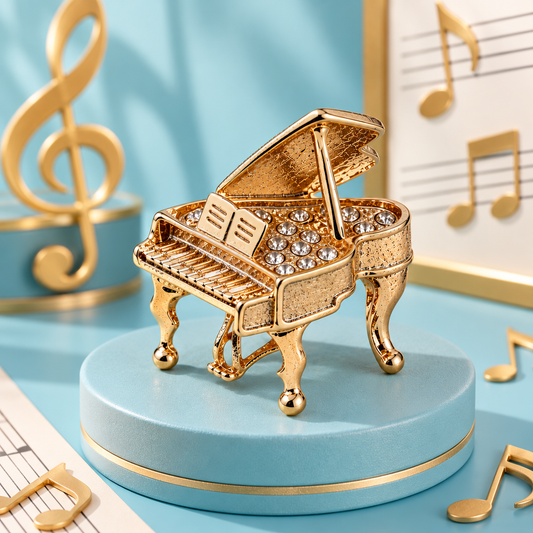 Sundry & Sound Co - Gold Grand Piano Brooch with Rhinestones